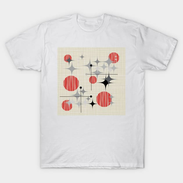 Eames Era Starbursts and Globes 2 (Bkgrnd) T-Shirt by Makanahele